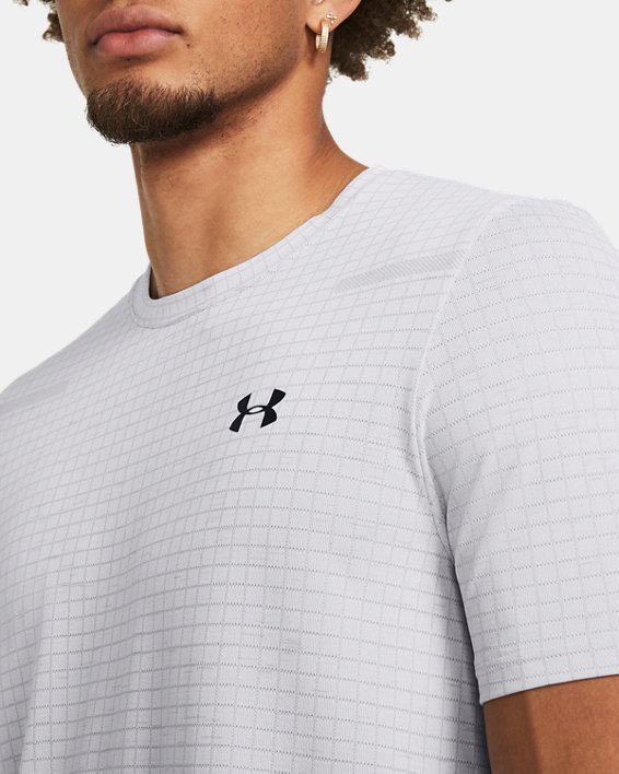 Men's UA Seamless Grid Short Sleeve, White, pdpMainDesktop image number 3